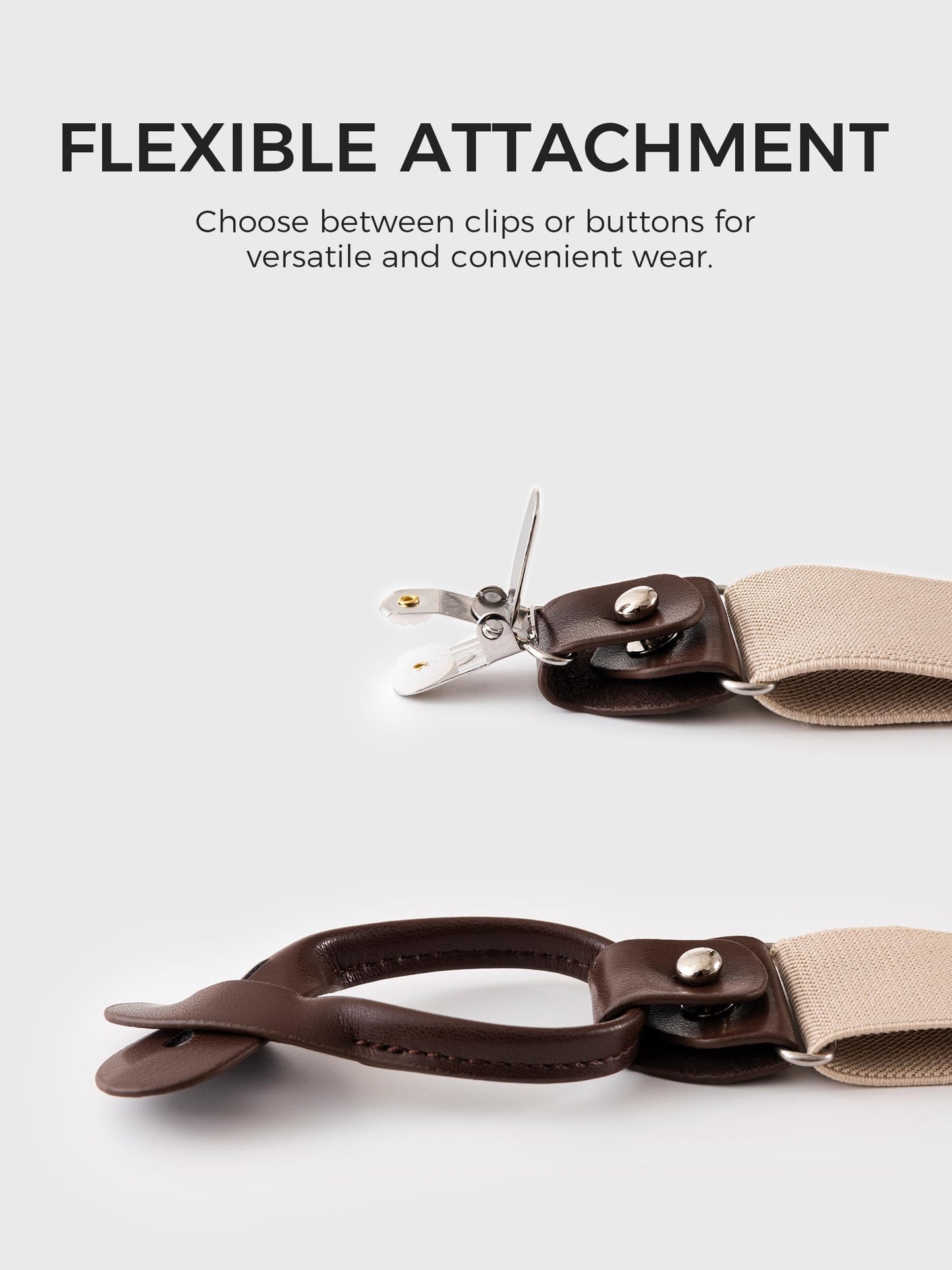Kohentact Suspenders for Men Fully Adjustable 1.4in Y-Back Convertible End with Clips + 6 Buttons