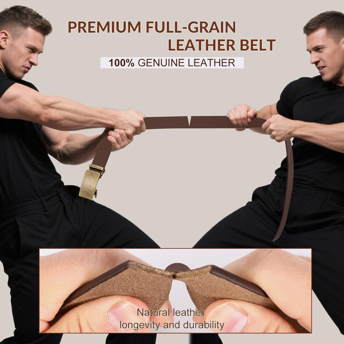 OZNDAS Mens Leather Belt, Ratchet Belts for Men Full Grain Leather Handmade, 100% Italian Top genuine Leather Dress Belts