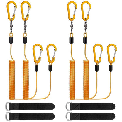 Gejoy 8 Pcs Kayak Paddle Leash Heavy Duty Retractable Coiled Lanyard Pole Tether Straps for Kayaking Boating Canoeing Fishing Pole Rod Board Fishing Accessories