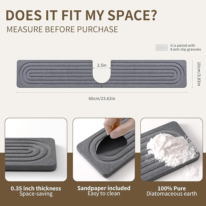 Faucet Mat for Kitchen Sink, Diatomite Stone Drying Sink Protectors, Bathroom