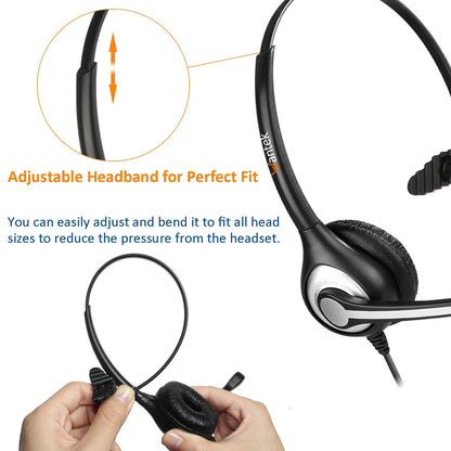 Wantek 2.5mm Telephone Headset with Mic Noise Cancelling, Office Phone Headset Compatible with AT&T ML17929 Panasonic Vtech RCA Uniden Cisco SPA Grandstream Polycom Cordless Dect Phones(A600F)