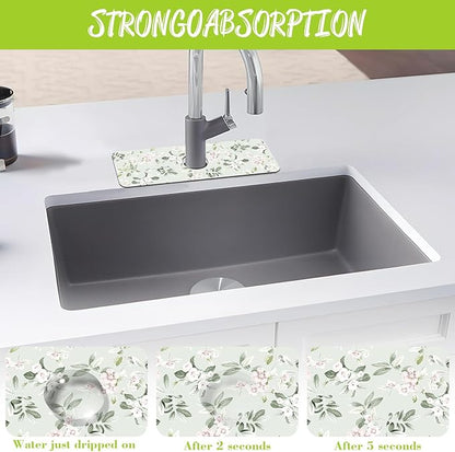 Sink Splash Guard Faucet Mat Petunias Flowers and Butterflies Absorbent Fast
