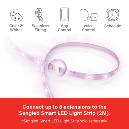 Sengled Zigbee Smart Light Strip 1m/3ft Extension No Plug, Voice Compatible with Alexa, Google Assistant and SmartThings, 2m/6.56ft Base Lightstrip Require, White