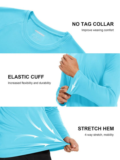 MAGCOMSEN UPF 50 Shirt for Men Sun Protection Shirt Long Sleeve UV Protection Shirts Quick Dry Shirts Ice Blue,3XL