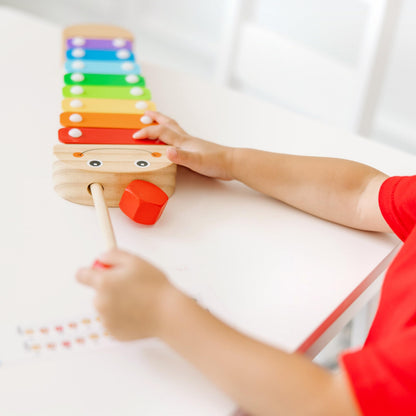 Melissa & Doug Caterpillar Xylophone Musical Toy with Wooden Mallets 15.25" x 6.5" x 1.5", Blue
