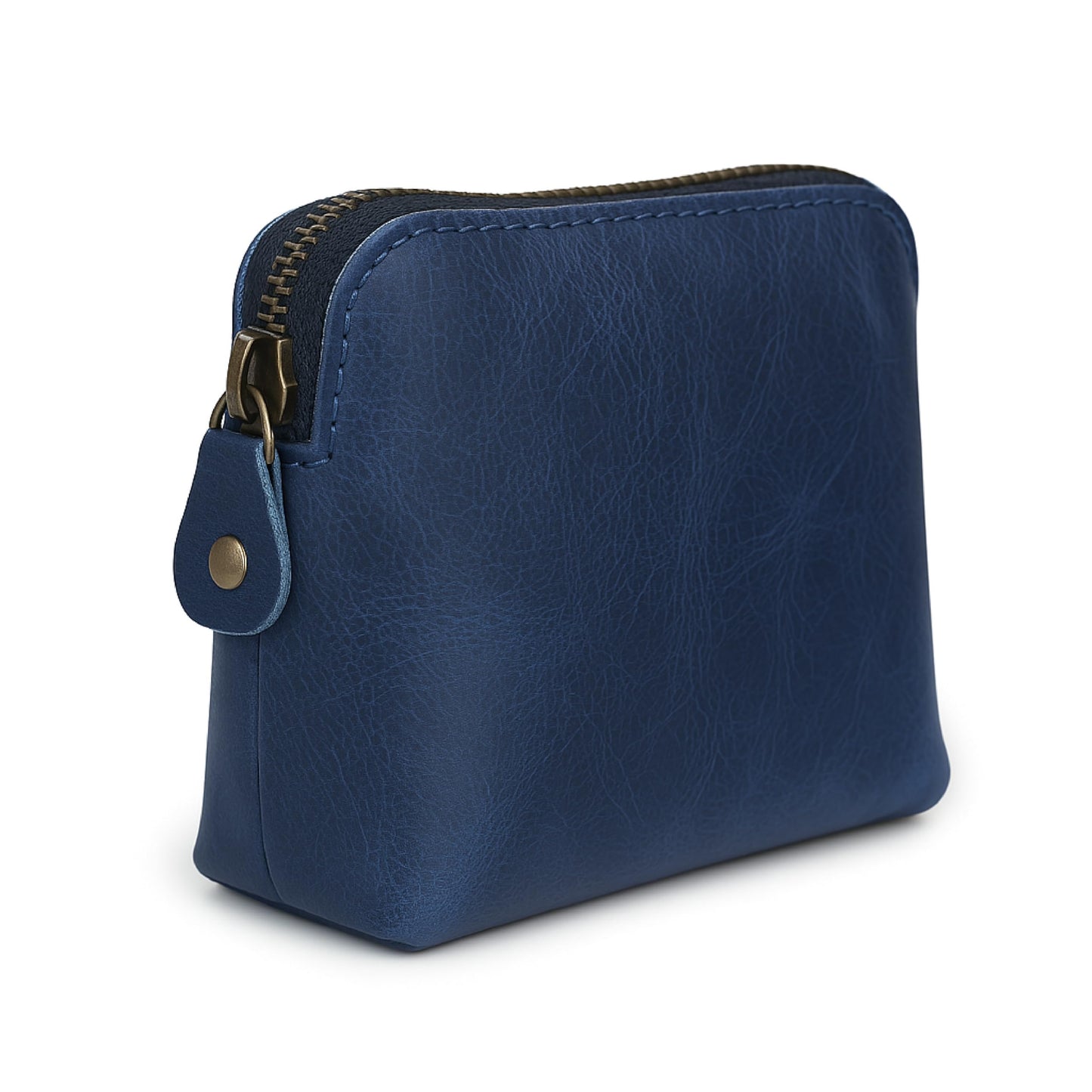 TheAntiq Full Grain Leather Cosmetic Bag – Zippered Makeup Pouch for Women, Small Travel Toiletry & Organizer Pouch for Purse, Premium Handmade Leather (5 × 4 × 2.5 in)