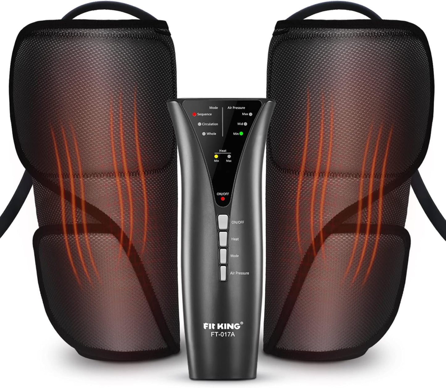 FIT KING Air Compression Leg Massager with Heat Calf Massager for Circulation (Corded Electric) Helpful for Pain Relief RLS Edema and Muscles Relaxation - Great Gift for Wife Mom