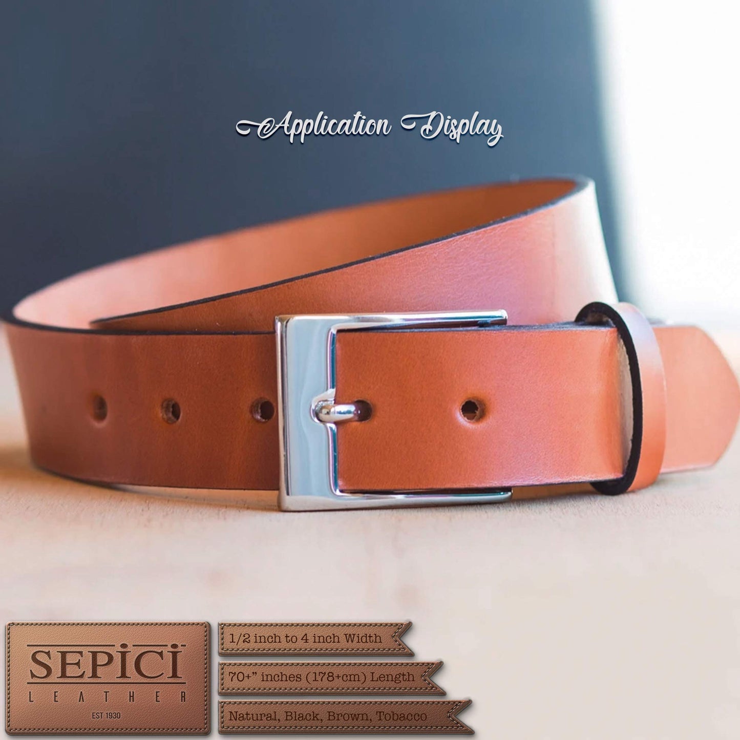Sepici Tan Premium Leather Belt Blank 8/9 oz – Full Grain Veg Tan Cowhide Strap for Belt Making & Leather Crafts, Heavy Weight Vegetable Tanned Leather Strip, 1" x 70"