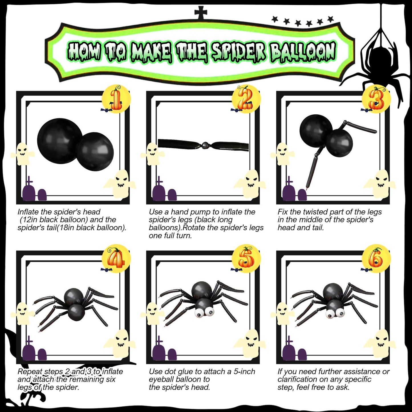 Halloween Balloons Garland Arch Kit, 120pcs Black White Green Purple Balloons, Metallic Purple Spider Striped Foil Balloon 3D Bat Stickers for Happy Halloween Birthday Haunted Theme Party Decorations