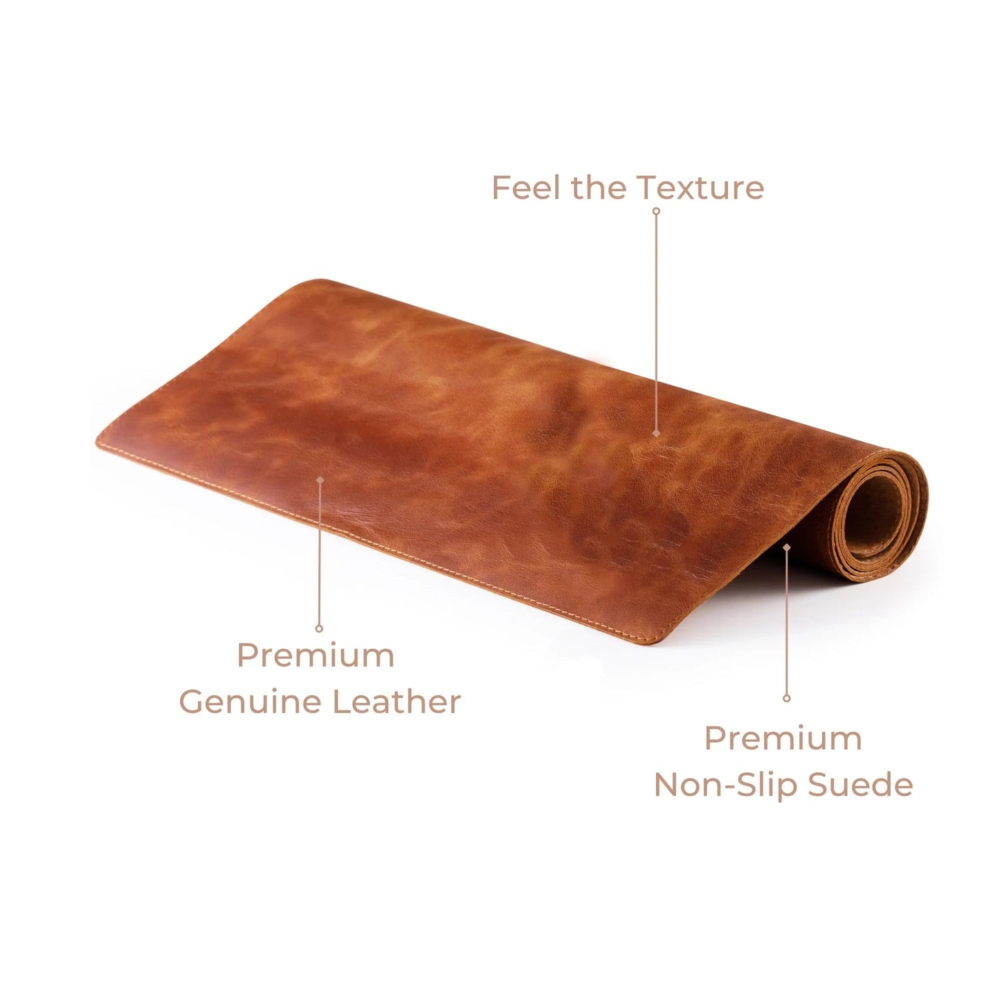 Node Leather - Genuine Leather Desk Mat (32" x 16"), Desk Organizer & Cup Coaster - Leather Office Set - Premium Handmade Office Accessories for Elegant Workspace - Brown