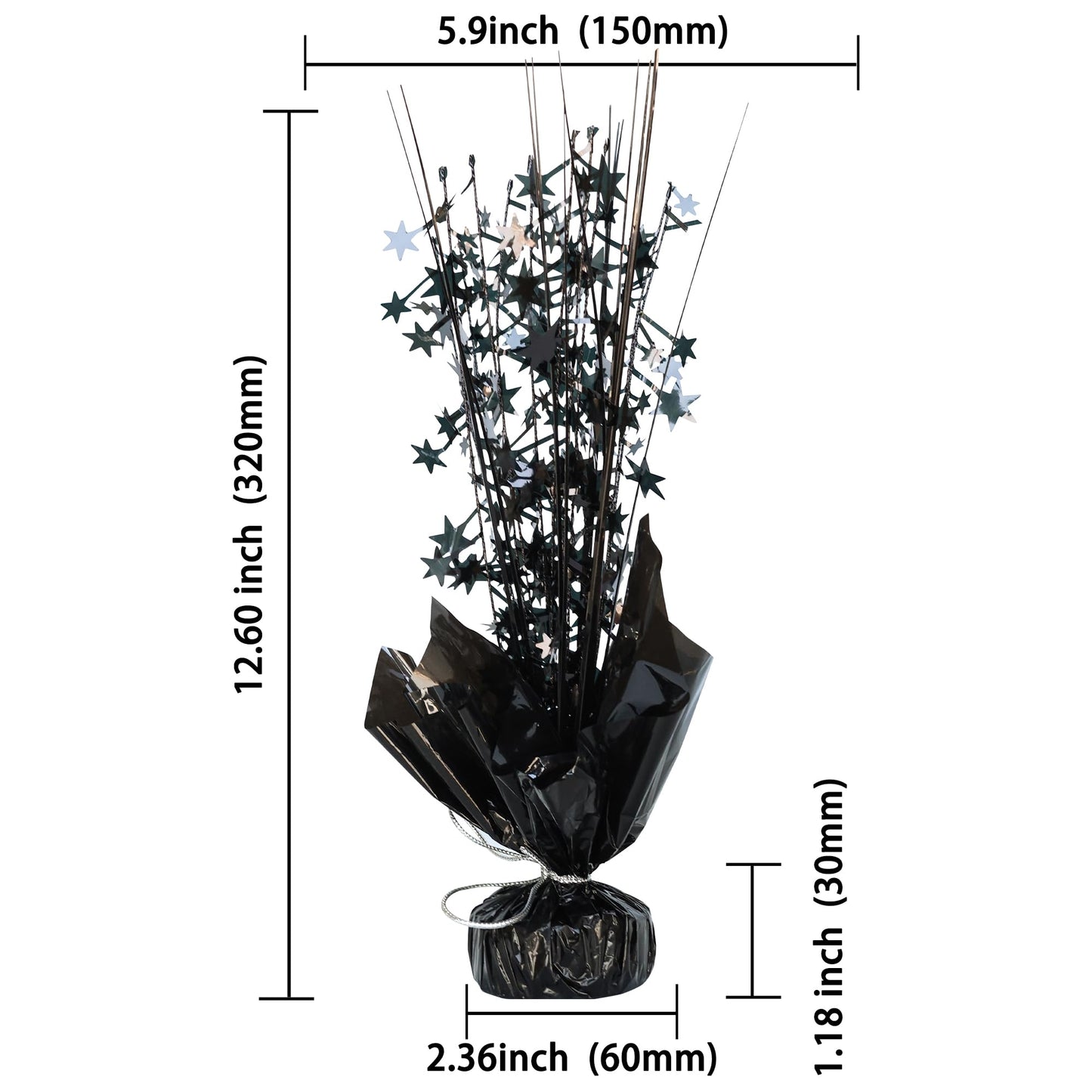 Gyufise 6 Pack Metallic Foil Spray Centerpiece Star Table Decoration Burst Table Centerpieces Table Decor for Birthday Wedding Anniversary Graduation Holiday Party Supplies Black