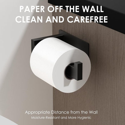 Auxmir Adhesive Toilet Paper Holder, No Drilling Toilet Roll Holder Wall Mount, Premium Thicken SUS304 Stainless Steel, Rustproof Toilet Tissue Holder for Bathroom Kitchen Washroom RV, Matte Black