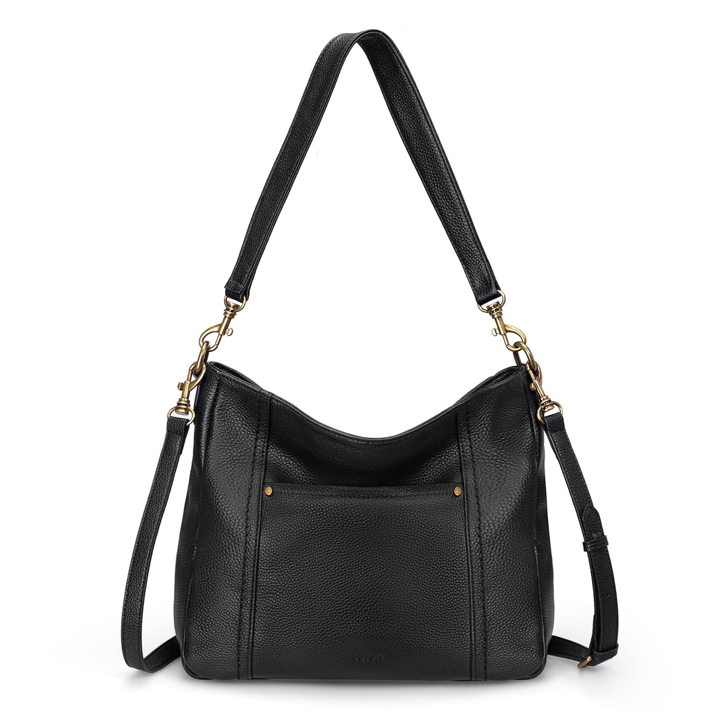 befen Black Genuine Leather Hobo Crossbody Bags for Women Retro Leather Purses Handbags Shoulder Bag with 2 Shoulder Straps