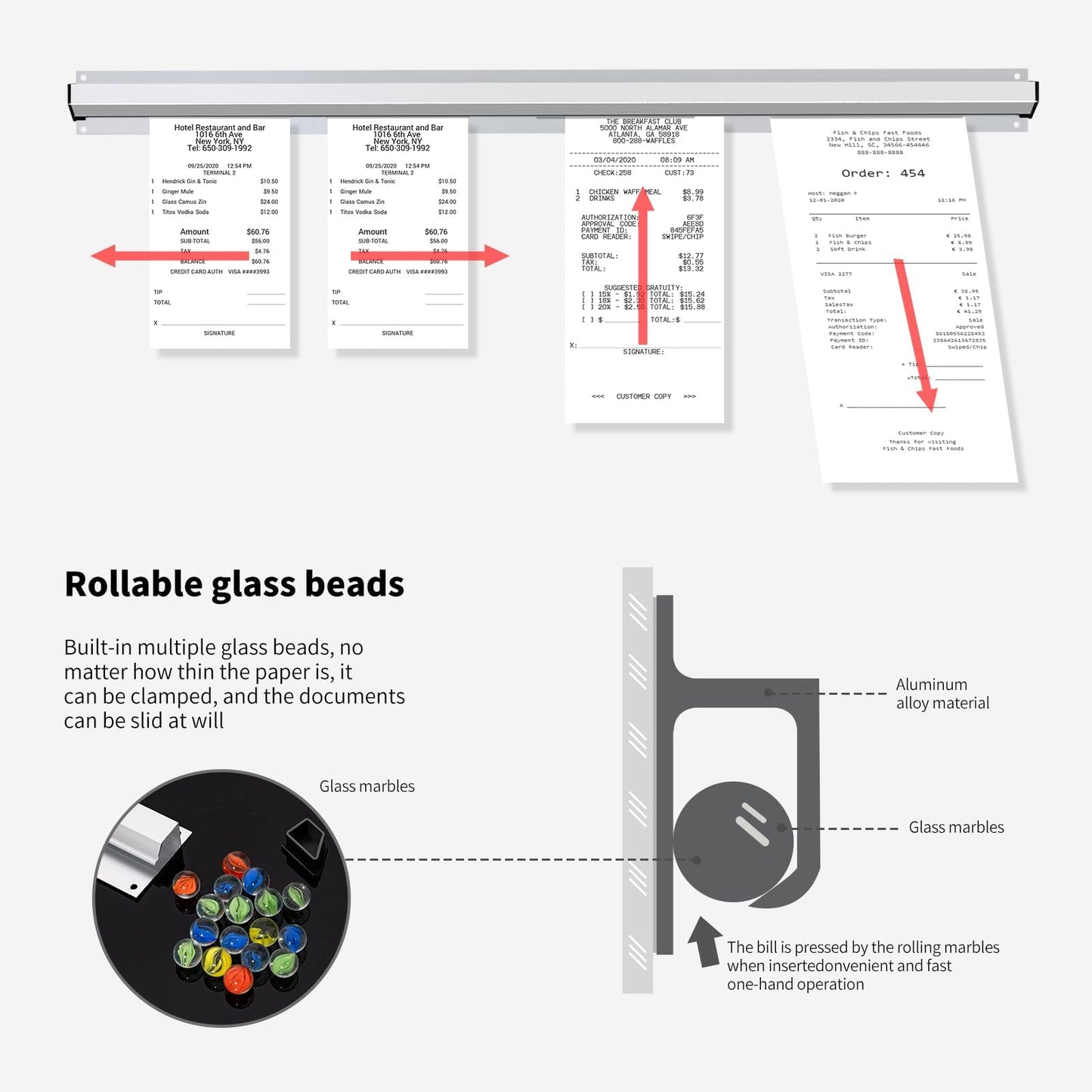 Cjgyz Ticket Holder for Restaurant, 36/48/60 inches, Restaurant Order Holder, Long-Lasting and Easy to use, Suitable for Commercial Kitchens, cafes, Fast-Food(36 Inch, 2 Pcs)