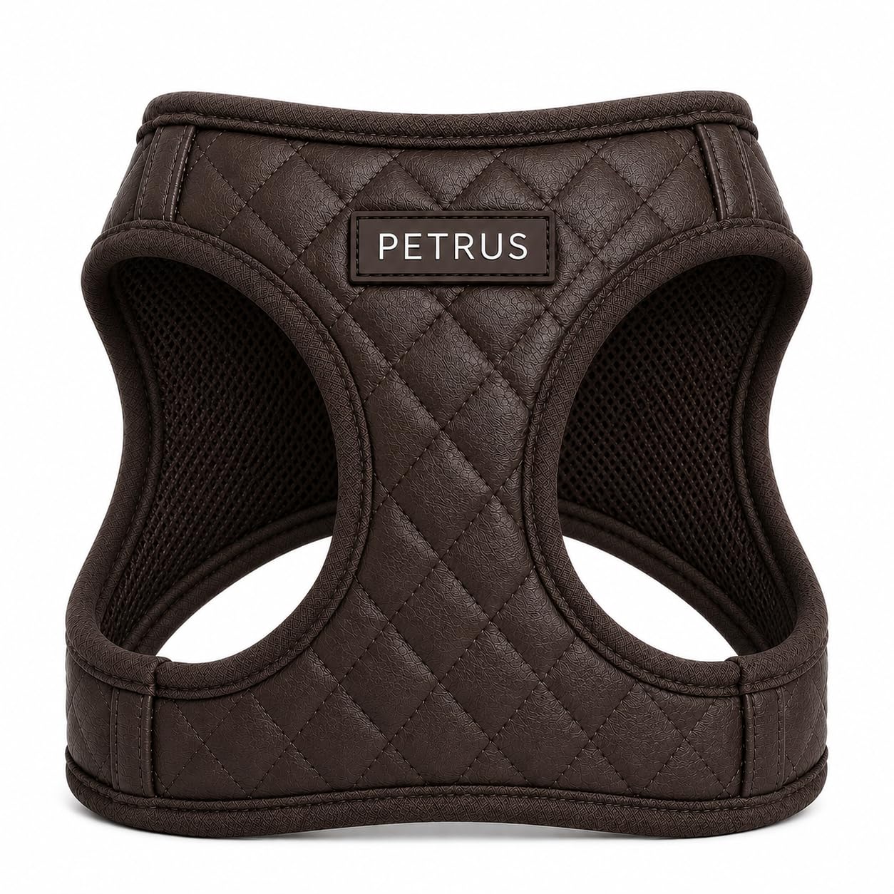 Step in Dog Cat Harness Lightweight Breathable Mesh Soft Padded Pet Vest Vegan Leather Choke Free Escape Proof for Small Medium Dogs (Chocolate Brown, Small)