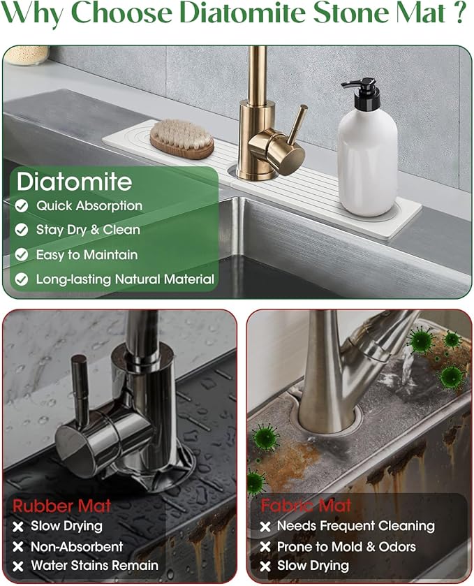 Stone Drying Mat for Kitchen Faucet: Diatomite Stone Drying Tray