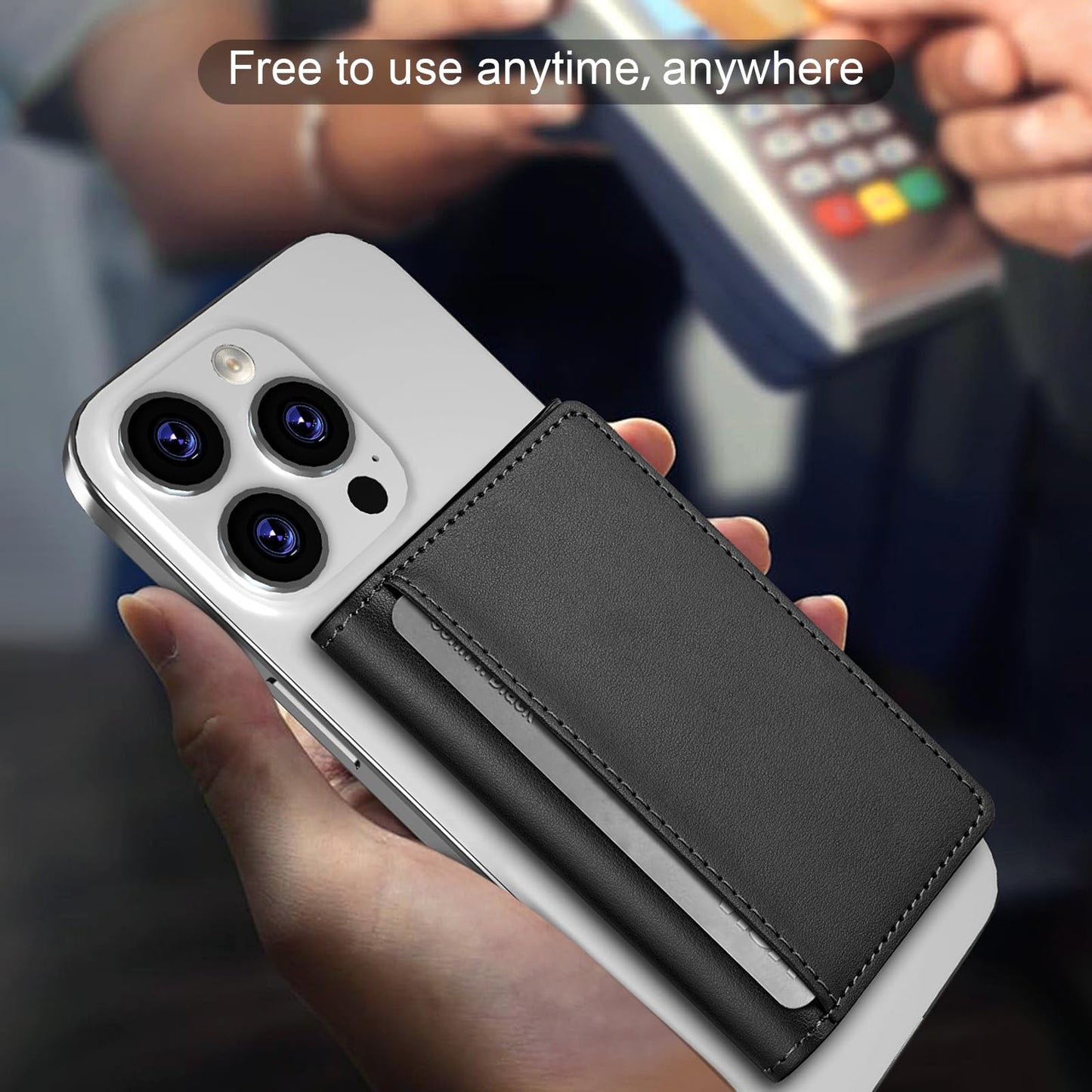 SQMCase Designed for MagSafe Wallet Magnetic Card Holder Compatible with MagSafe Phones and Cases,Phone Wallet for iPhone 17/16/15/14/13/12/ Pro/Max/Plus (Black)