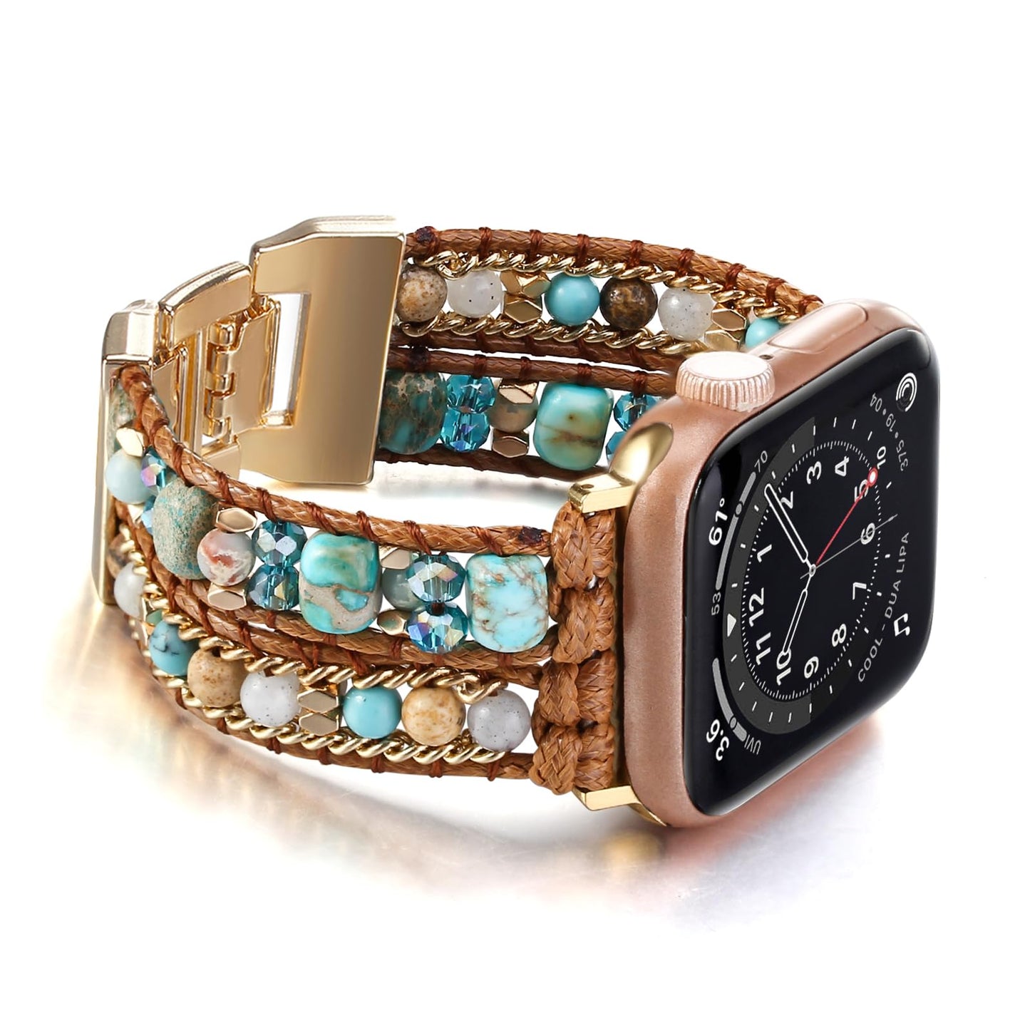Wingoden Boho Bracelet Compatible with Apple Watch Band 41mm 40mm 42mm 38mm Natural Stone Beaded iWatch Band Women Men Apple Watch Strap Ultra Series 11/10/9/8/7/6/5/4/3/2/1/SE 3/Ultra 3, Blue