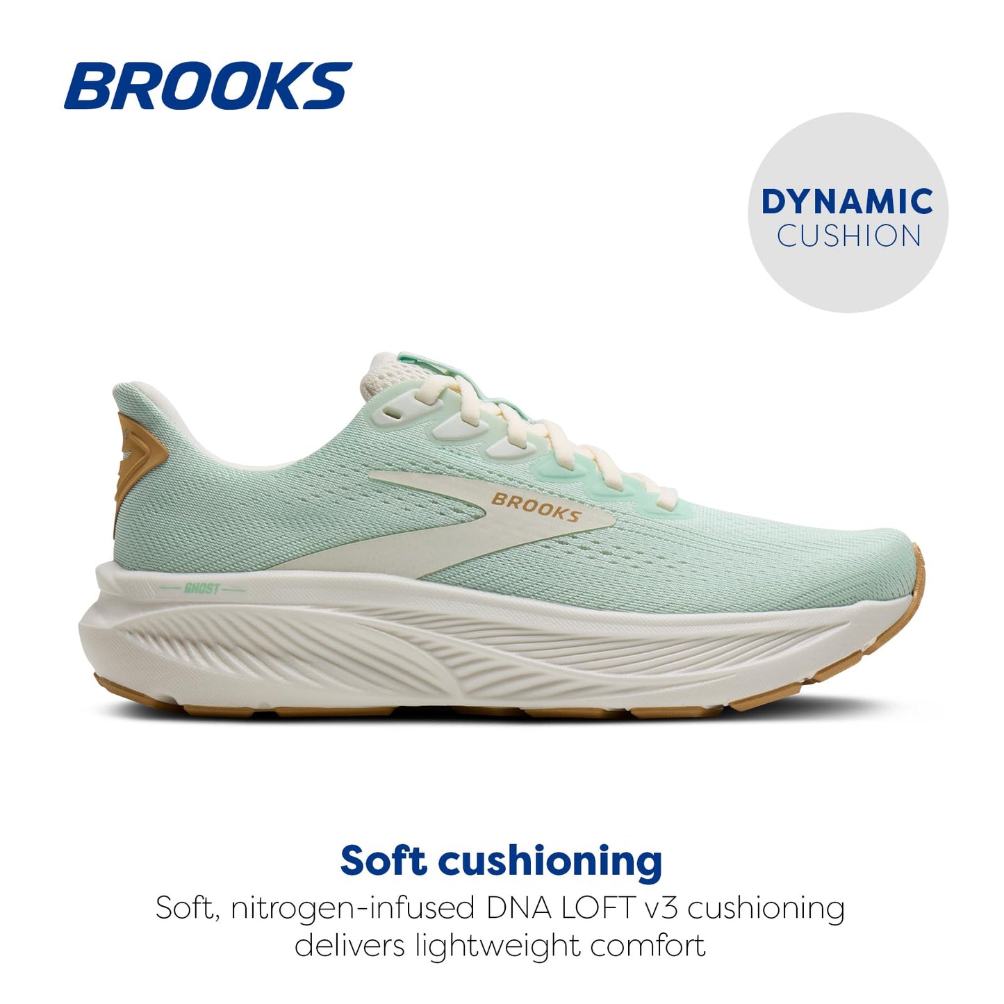Brooks Women’s Ghost 17 Neutral Running Shoe - Honeydew/Coconut/Taffy - 6 Medium