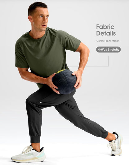 Soothfeel Mens Workout Shirts Quick Dry Athletic Running T-Shirts Short Sleeve Cooling Moisture Wicking Gym Active Tee Tops Olive XL