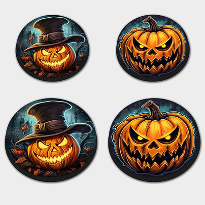 Halloween Pumpkin Electric Stove Burner Covers，4 Pcs Pumpkin Halloween Decor Round Stove Burner Covers，8 Inches and 10 Inches，Gas Stove Burner Cover,Metal Cooktop Halloween Decorative,Kitchen Decor