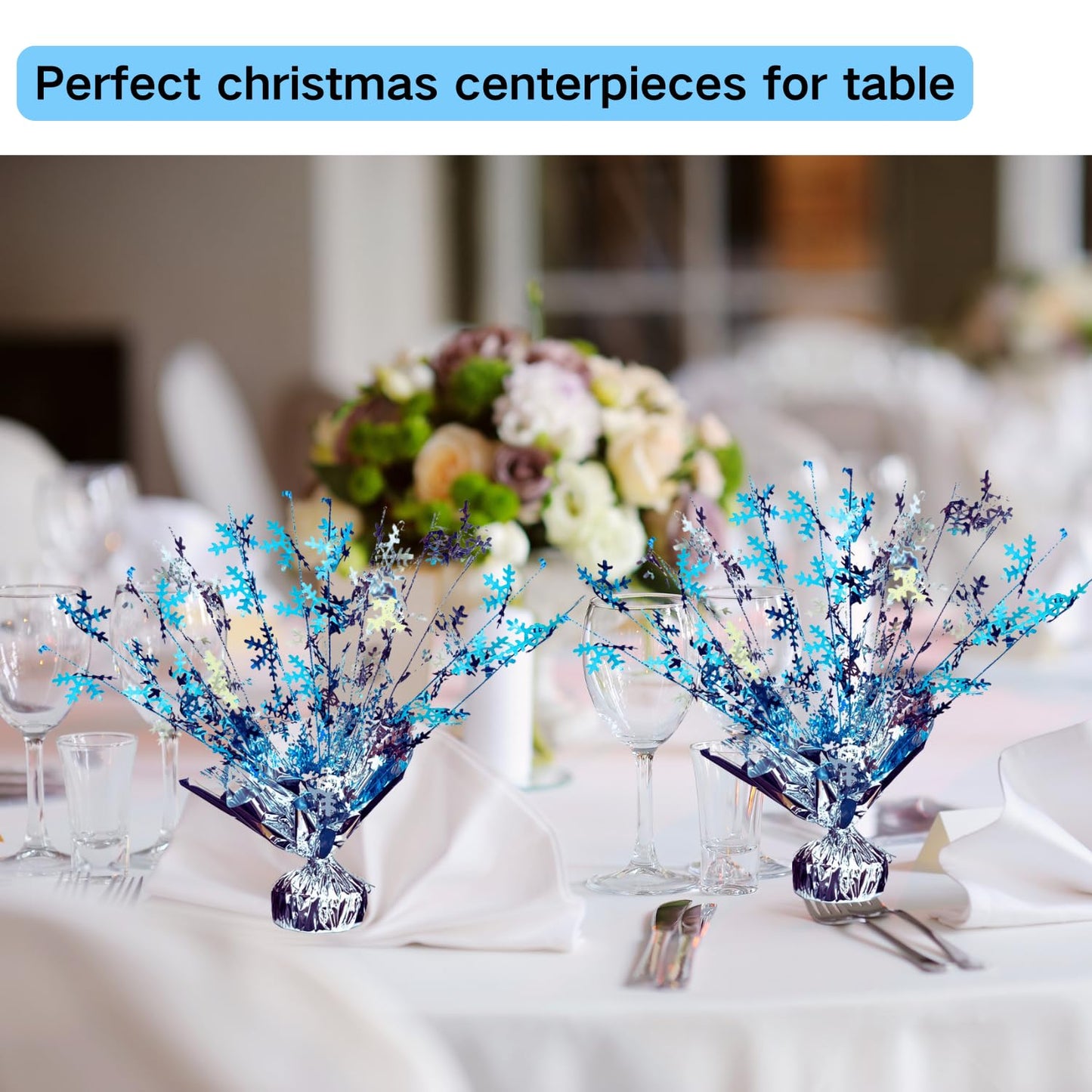 ALISSAR 2-Pack Snowflake Centerpieces-Holiday Table Decorations for Home Decor Birthday during Christmas
