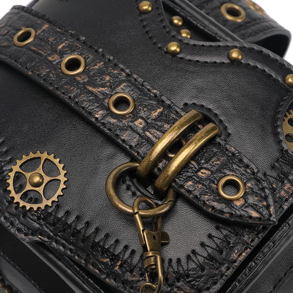 Waist Bag Fanny Pack Motorcycle Drop Leg Bag Thigh Hip Pouch Messenger Leather Crossbody Shoulder Purse Wallet Pocket (Black 172)