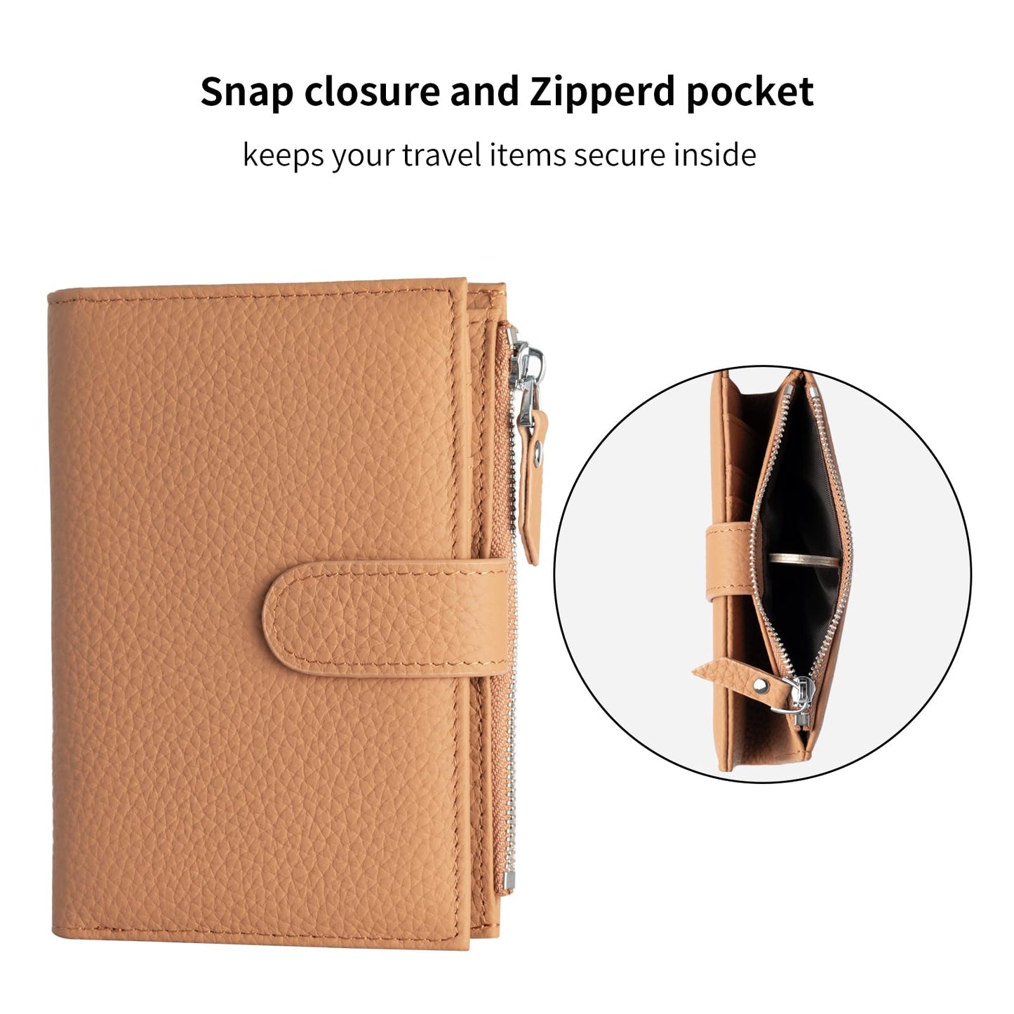 ilovever Passport wallet and Card Slot Combo RFID Blocking Slim Leather Travel Passport Wallet for Men and Women with Zippered Coins Pocket Passport holder, Brown