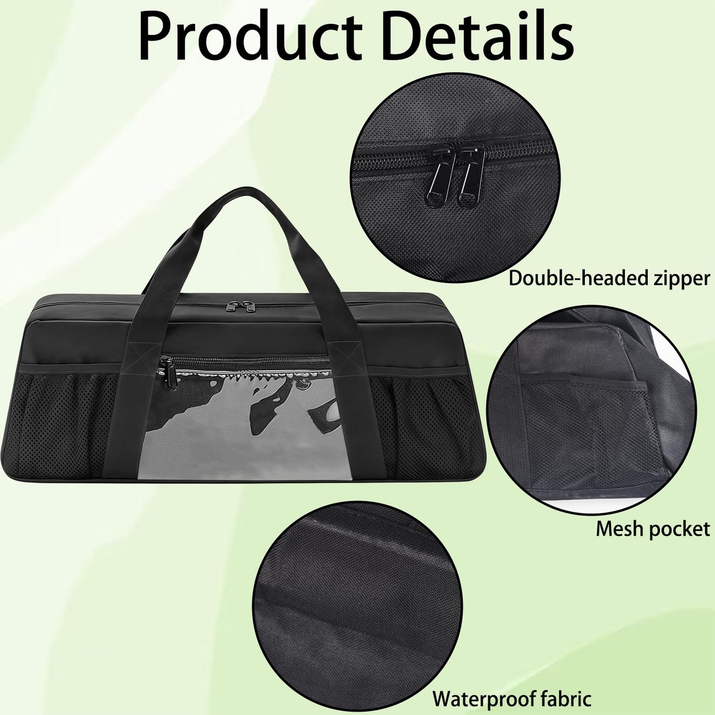 Grill Tool Storage Bag for BBQ Utensils up to 22" – Large BBQ Utensil Organizer with Pockets, Portable Barbecue Accessories Carrying Case for Camping, Outdoor Cooking (Bag Only, Black)