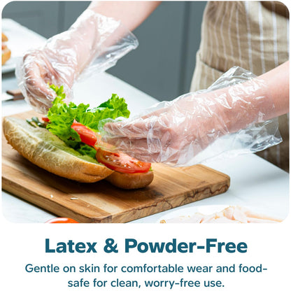 Comfy Package [500 Count Disposable Poly Plastic Gloves for Cooking, Food Prep, and Food Service, Latex & Powder Free - One Size Fits Most