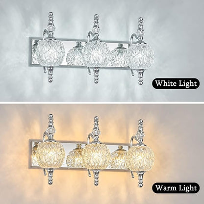 Modern Crystal Bathroom Vanity Lights Fixtures Over Mirror Chrome Vintage 3-Lights 20 Inch Bathroom Light Fixtures Glass Crystal Vanity Lights