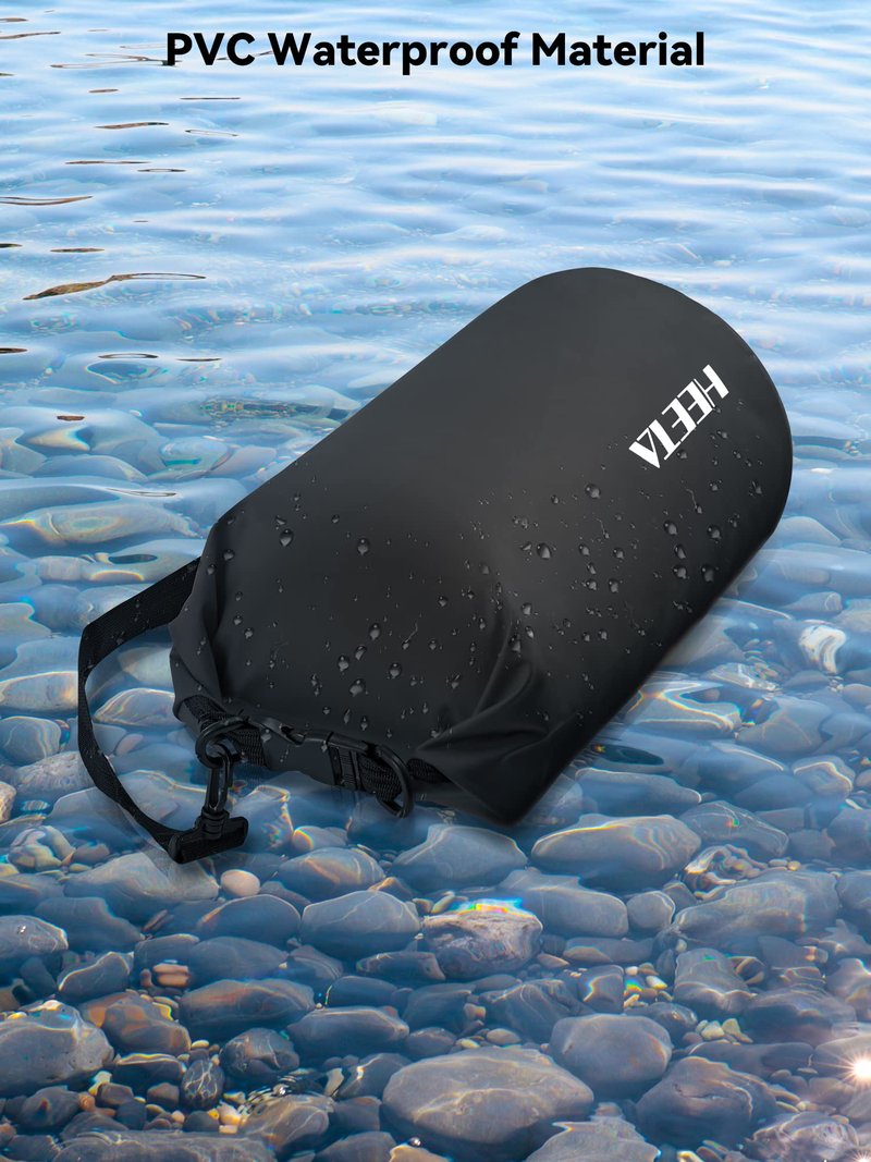 HEETA Waterproof Dry Bag for Women Men, Roll Top Lightweight Dry Storage Bag Backpack with Emergency Whistle for Travel, Kayaking, Boating, Camping, Beach, Cruise Ship Essentials (Black, 40L)