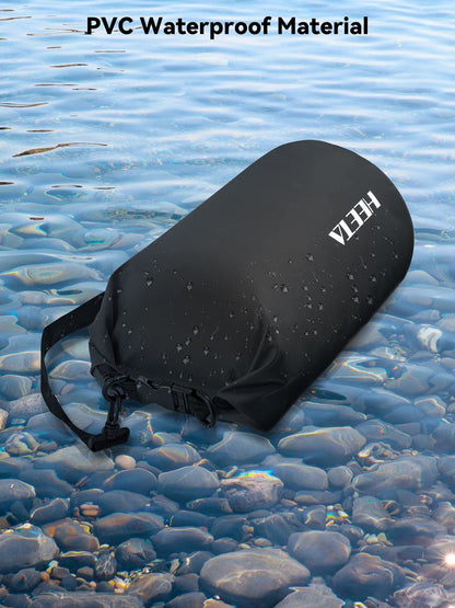 HEETA Waterproof Dry Bag for Women Men, Roll Top Lightweight Dry Storage Bag Backpack with Emergency Whistle for Travel, Kayaking, Boating, Camping, Beach, Cruise Ship Essentials (Pitch Green, 5L)