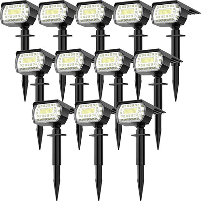 LANSOW Solar Spot Lights Outdoor, [12 Pack/76 LED] 2-in-1 Solar Landscape Spotlights, 3 Modes IP65 Waterproof Dusk to Dawn Solar Powered Flood Wall Lights for Outside Yard Garden Pathway(Cool White)
