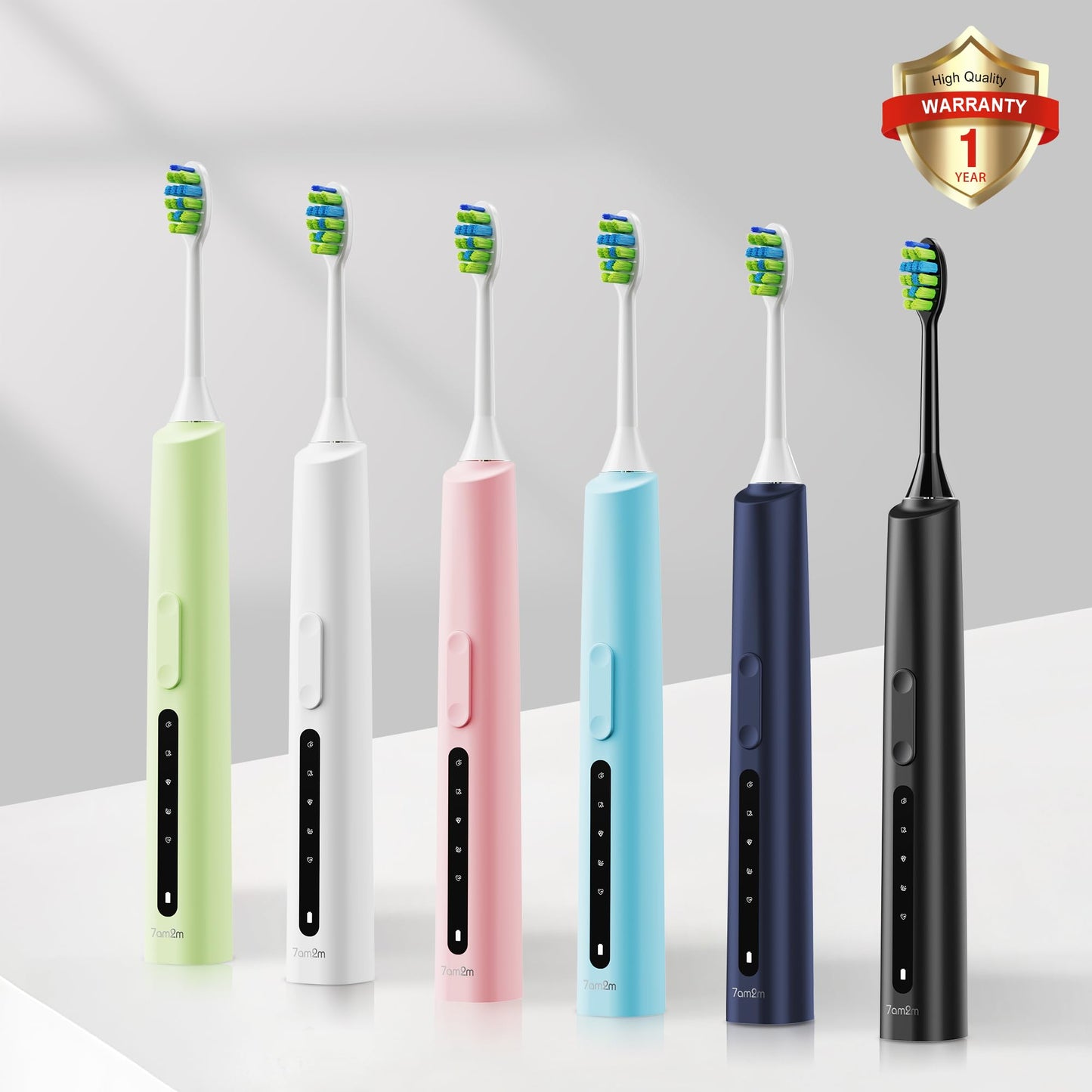 7AM2M Sonic Electric Toothbrush for Adults and Kids, 40000VPM Power Toothbrushes, USB-C Rechargeable with 4 Brush Heads, 5 Modes, 2 Minutes Built in Smart Timer, One Charge for 60 Days (Black)