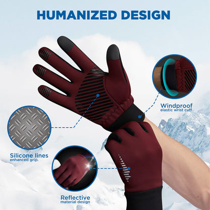 SIMARI Winter Gloves for Women Men - Cold Weather Thermal Touch Screen Ski Snow Glove Liners, Non-Slip Palm & Warm Fleece Lined, for Running Cycling Driving Hiking Walking Sports Outdoor Texting Work