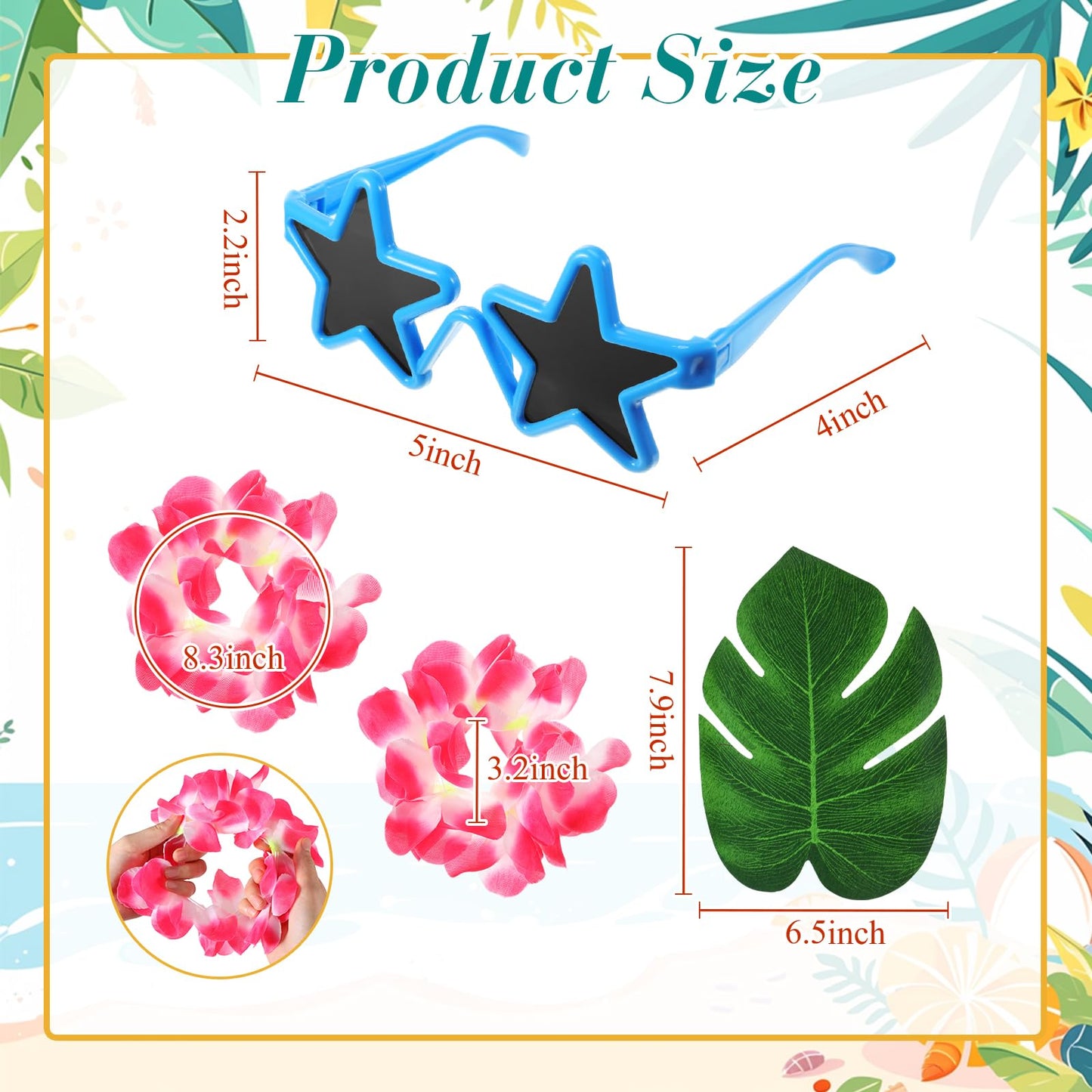 Rotatingpals 6 Sets Pineapple Table Centerpieces Hawaiian Party Sunglasses Luau Table Decorations Tropical Decor for Beach Summer Party(Star)