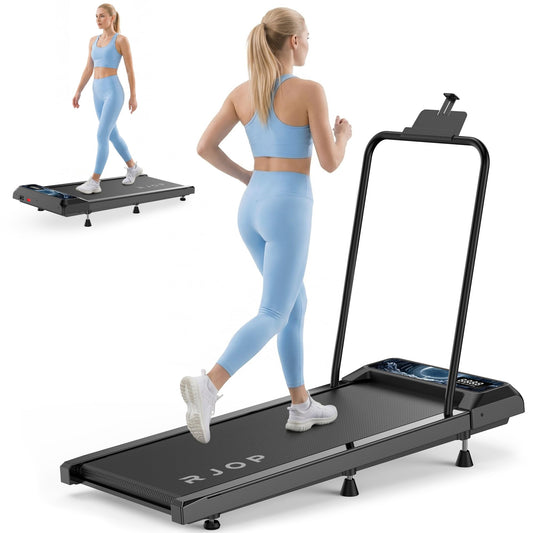 RJOP Walking Treadmill Pad with Incline - Portable Under Desk Treadmill, Walking Mat Pad with Handle Bar, 2.5HP Low Noise, 2 in 1 Treadmills for Home Office