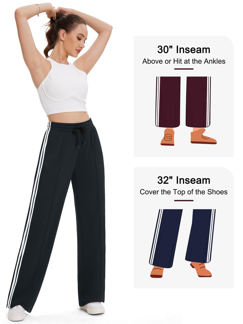 Tapata Women's 30" Inseam Regular Track Pants Loose Straight Leg Jogging Sweatpants Warm-Up Sports Athletic Running, Black, S