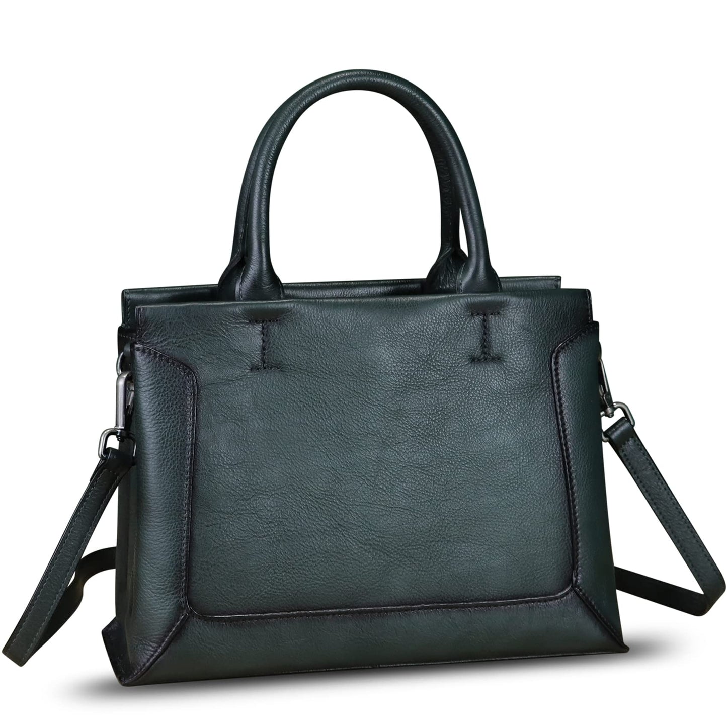 Genuine Leather Satchel for Women Leather Handbag Top Handle Bags Handmade Purse Crossbody Handbags Tote Bag (Darkgrey)