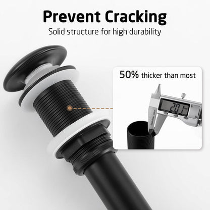 KES Solid Ceramic Cap Bathroom Sink Drain Without Overflow, Pop Up Drain for Bathroom Sink, Ceramic Bathroom Sink Stopper, All-Metal Body Matte Black, S2008D-CB