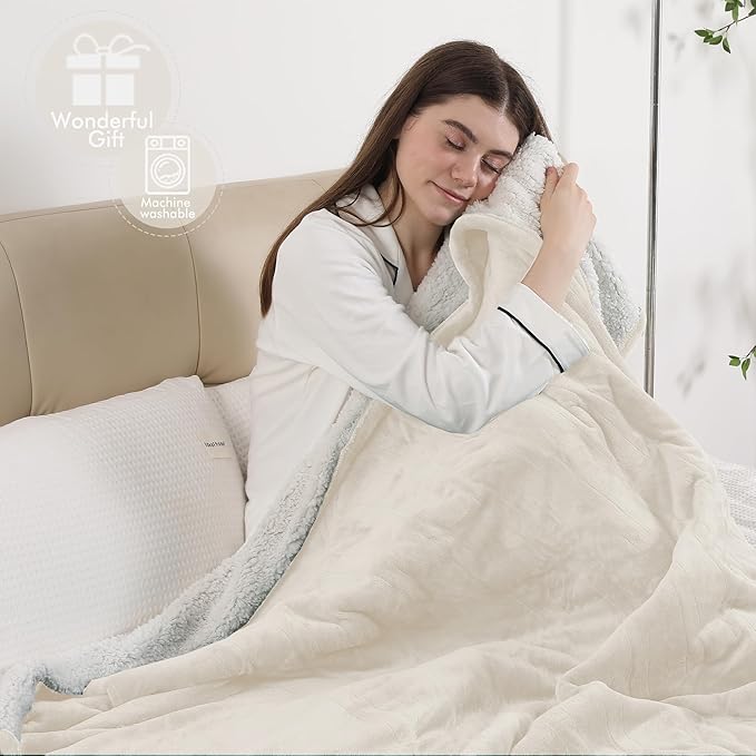 Heated Blanket Electric Blanket Twin Size, Fast Heating & Overheating Protection, Ultra Soft Heated Throw Blanket Twin Size with 5 Heating Levels & 10 Hours Auto Off, 62"x84", White