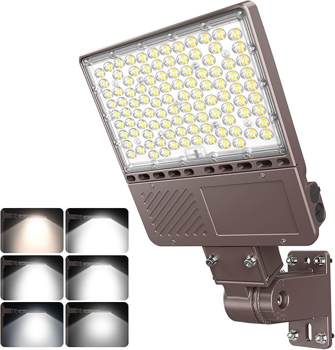 LED Parking Lot Light 150W 120W 90W Tunable, LED Shoebox Light 5700K 5000K 4500K Adjustable Arm&Slip Fitter, DLC Listed Outdoor Pole Light with Photocell, IP65 Commercial Street Area Flood Lighting