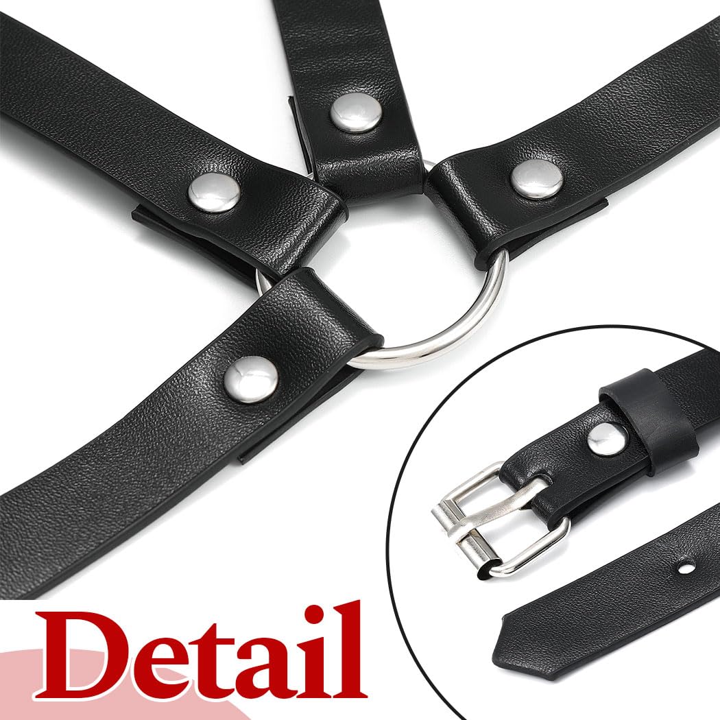 REETAN Chest Body Harness Belt Leather Fashion Black Rave Accessories for Women