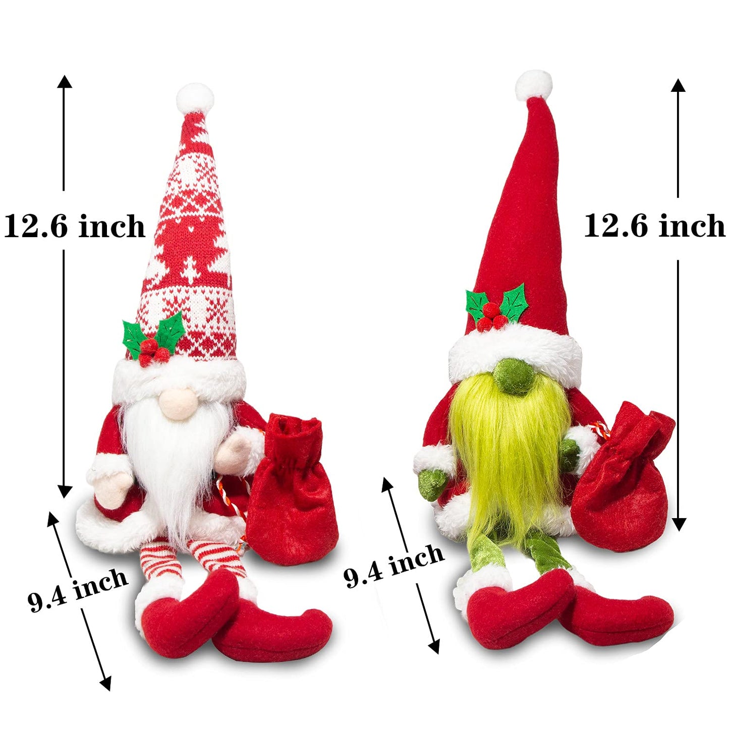 BWFY 2PCS Christmas Gnomes Decorations for Home Holiday Party Gifts Elf Santa Gnome Ornaments Tiered Tray Decor
