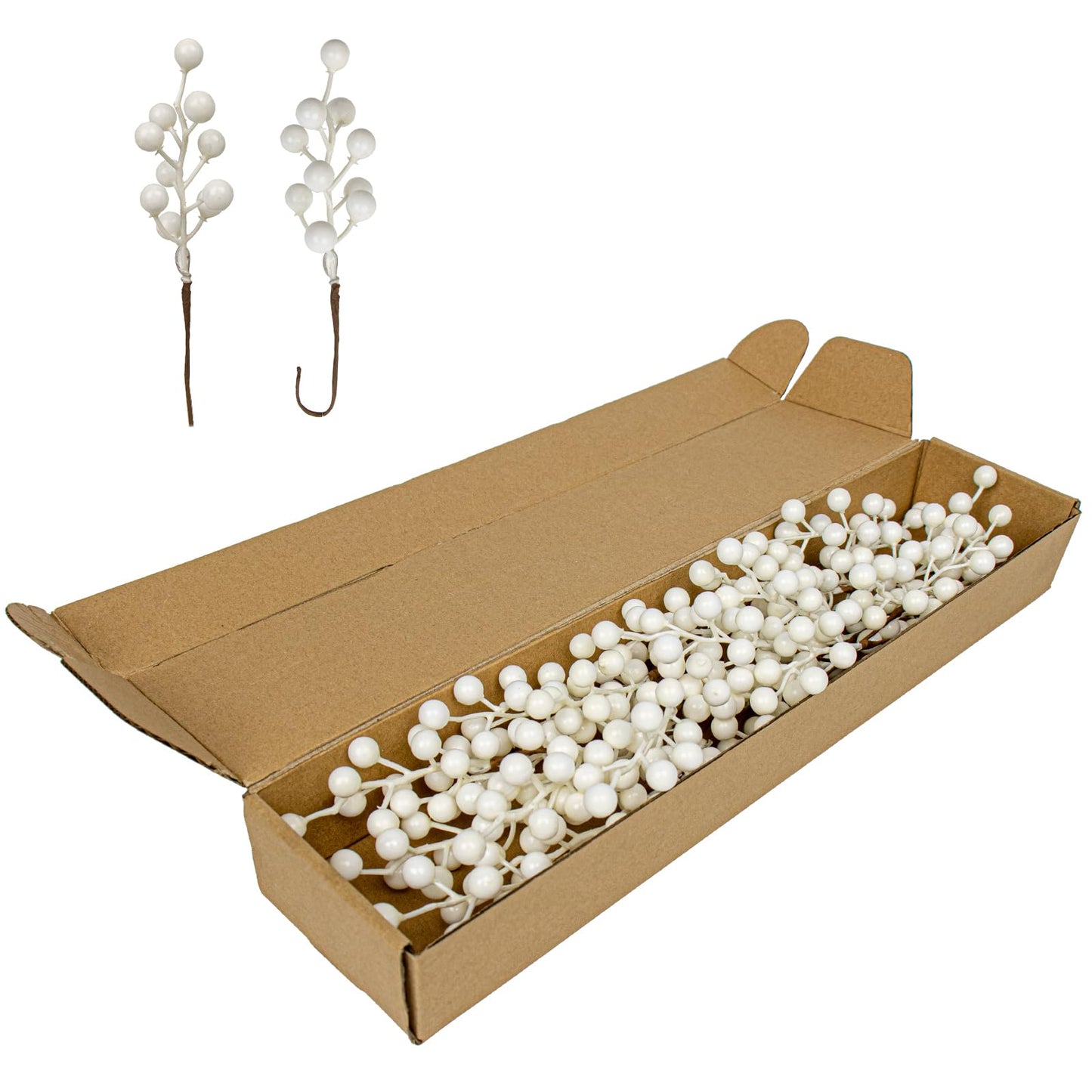 LLZLL 32 Pack Christmas Picks Artificial Christmas Tree Berries 6.5 Inch Holly Berry Stems for Winter Xmas Holiday DIY Ornaments（White）