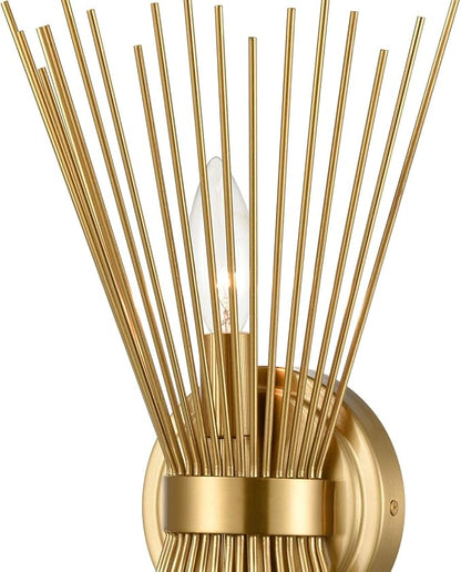 YUBOLE Brass 2-Light Vanity Light Mid-Century Modern Starburst Wall Sconce Lamp Sunburst Sconce Art Decor