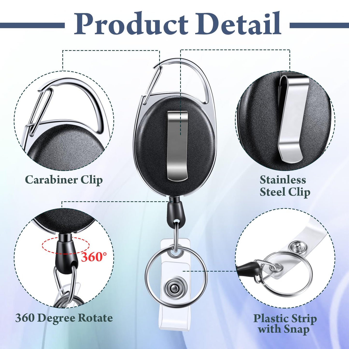 Dispowreath 24 Pack Sliding Badge Holder with Retractable Clip Black Vertical Plastic ID Card Case Protector, Heavy Duty Badge Reel ID Holders for Keychain Key Card Nurse Office Credit License