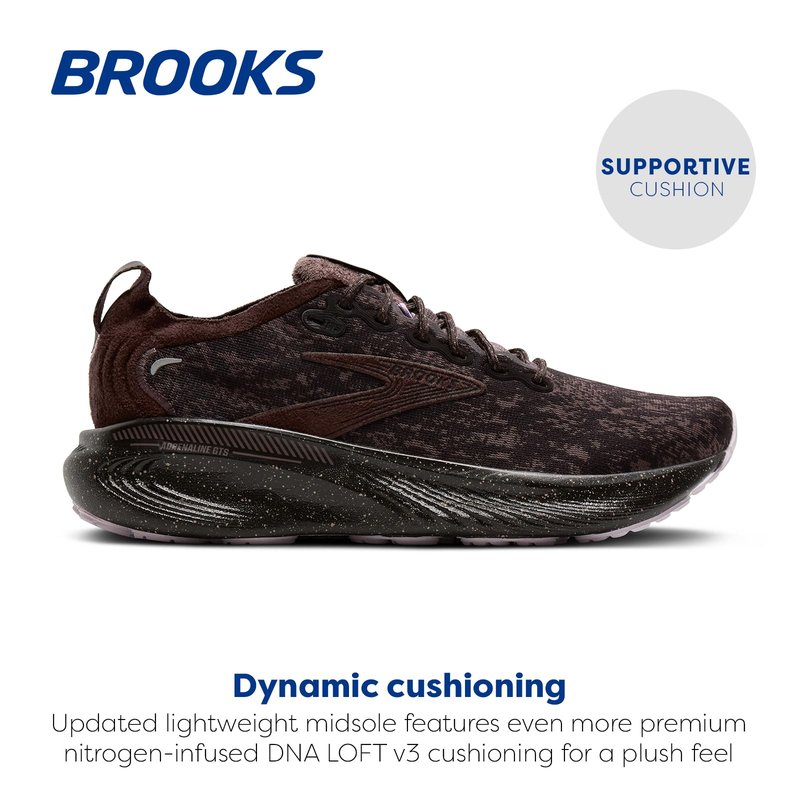 Brooks Women’s Adrenaline GTS 25 Supportive Running & Walking Shoe - Plum/Raisin/Ganache - 8.5 Medium