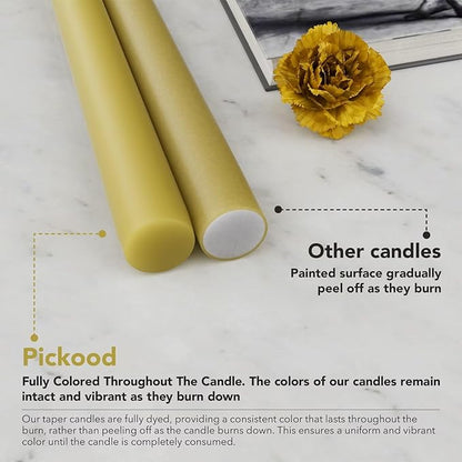 12-Inch Tall Dripless Taper Candles Set of 4 - Sage Green Tapered Candles, Perfect for Spring - Smokeless, Unscented, Long Burning - Hand Poured, Colored Tall Candlesticks - Verde salvia